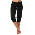 4XL Women Pants Summer Ladies 3/4 Trousers Casual Solid Color Low Rise Drawstring Pockets Sports Pants Shorts For Female