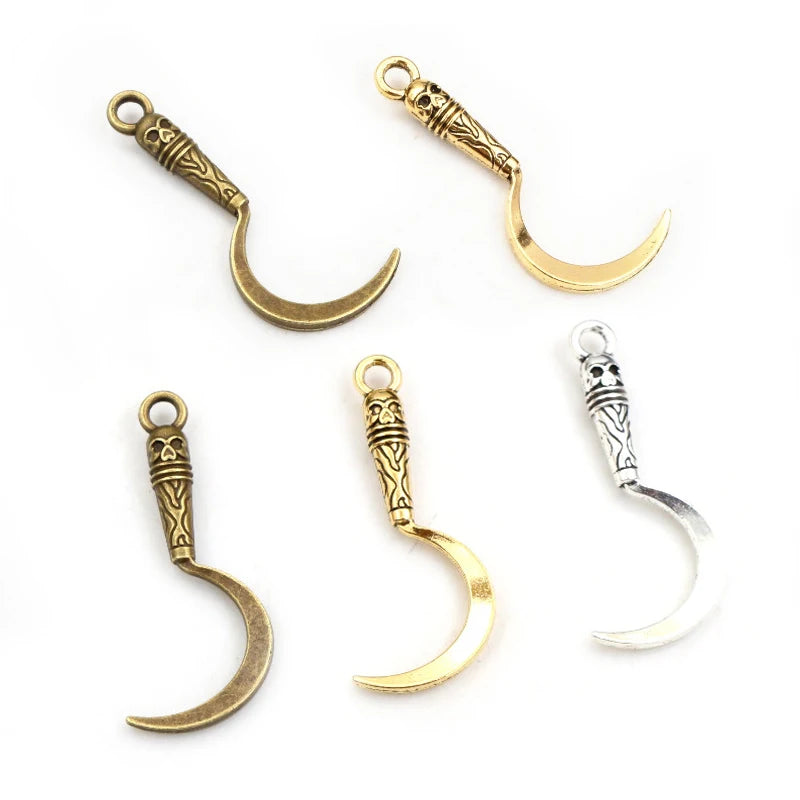 20pcs 30x11mm Death Sickle Charms Pendant Bronze Antique Gold Silver Color DIY Jewelry Accessories for Necklace Bracelet