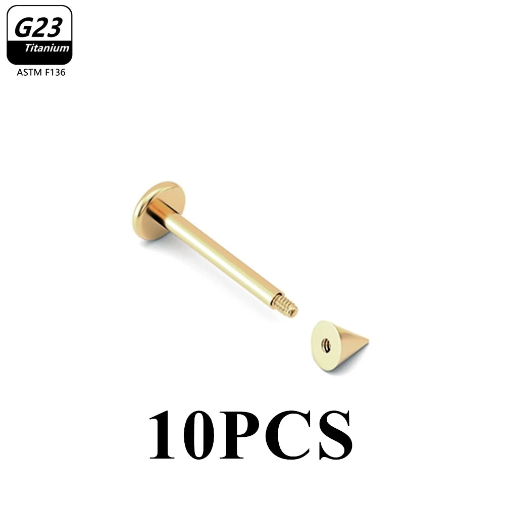 10pcs/Lot G23 Titanium Labret Lip Piercing Jewelry Not Allergic 16g 6/8/10/12mm Barbell Tongue Bar Tragus Snug Daith Earring