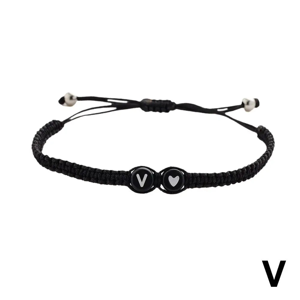 26 Letters Initial Heart Bracelets Handmade Adjustable A-Z Name Braided Bracelets For Women Men Friendship Jewelry Gifts