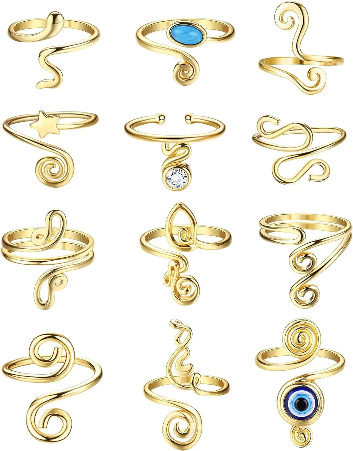 3Pcs Adjustable Toe Rings for Women Open African Toe Rings Summer Beach Foot Jewelry