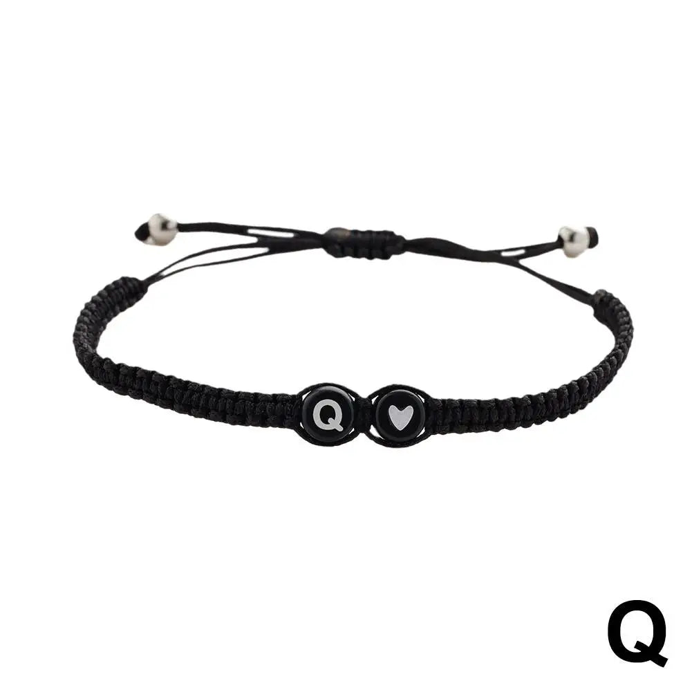 26 Letters Initial Heart Bracelets Handmade Adjustable A-Z Name Braided Bracelets For Women Men Friendship Jewelry Gifts