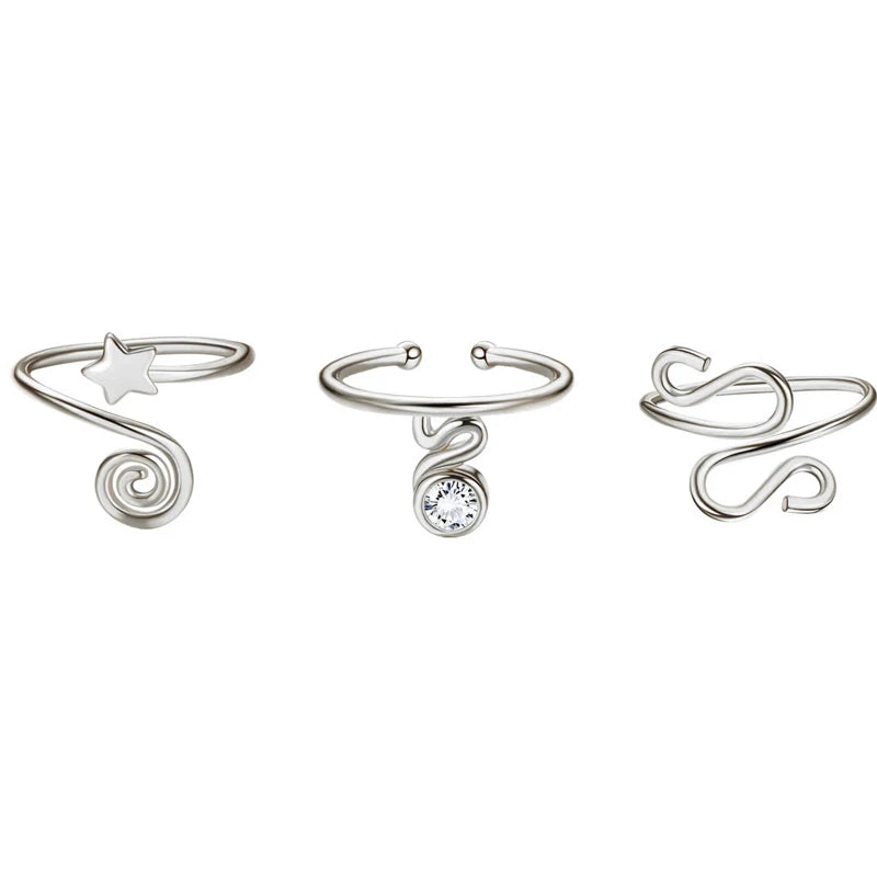 3Pcs Adjustable Toe Rings for Women Open African Toe Rings Summer Beach Foot Jewelry