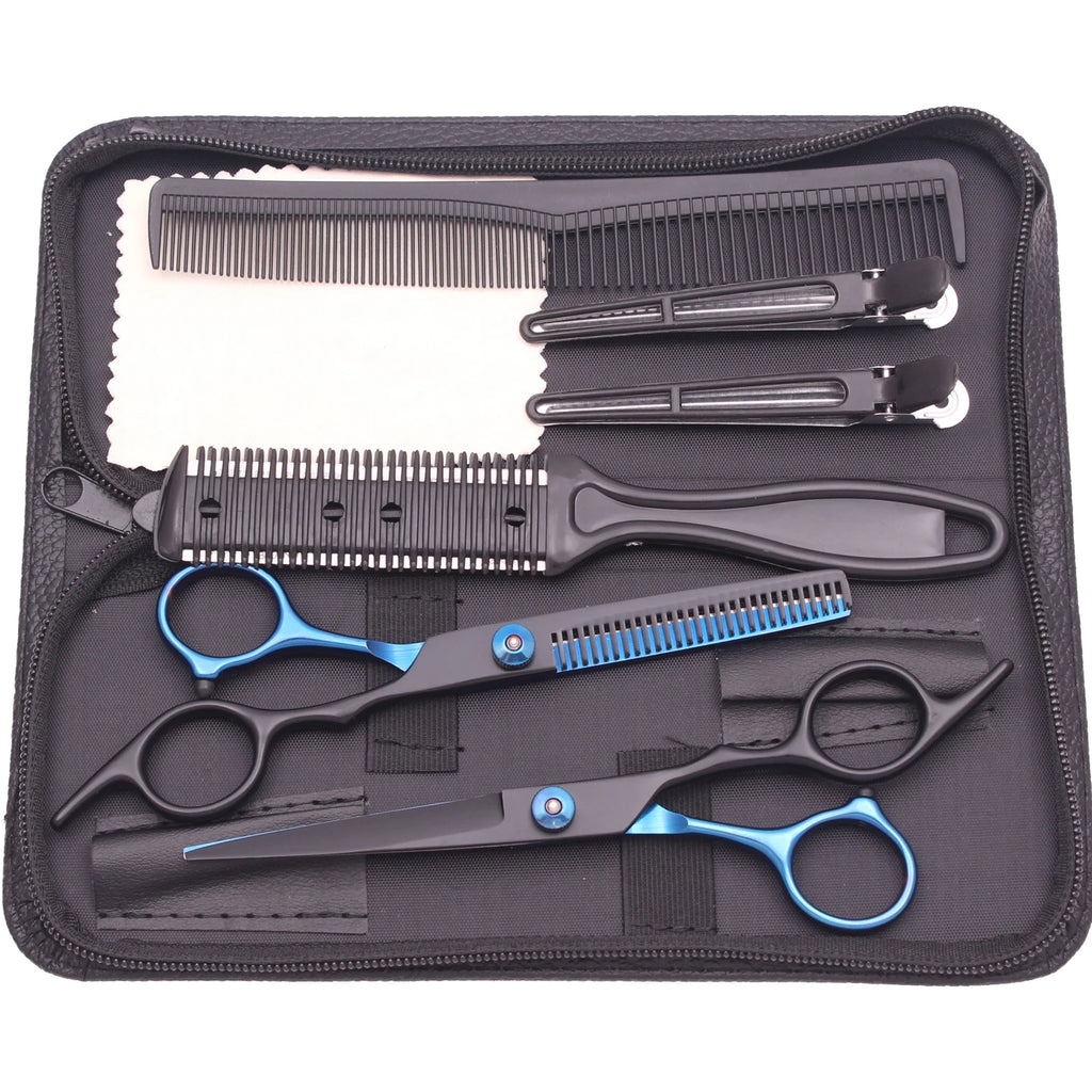 6.0'' Hair Scissors Professional Cutting Shears Thinning Hairdressing Haircut Comb Razors Sets Salon Barber & Home Dropshipping
