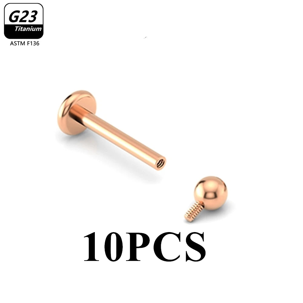 10pcs/Lot G23 Titanium Labret Lip Piercing Jewelry Not Allergic 16g 6/8/10/12mm Barbell Tongue Bar Tragus Snug Daith Earring