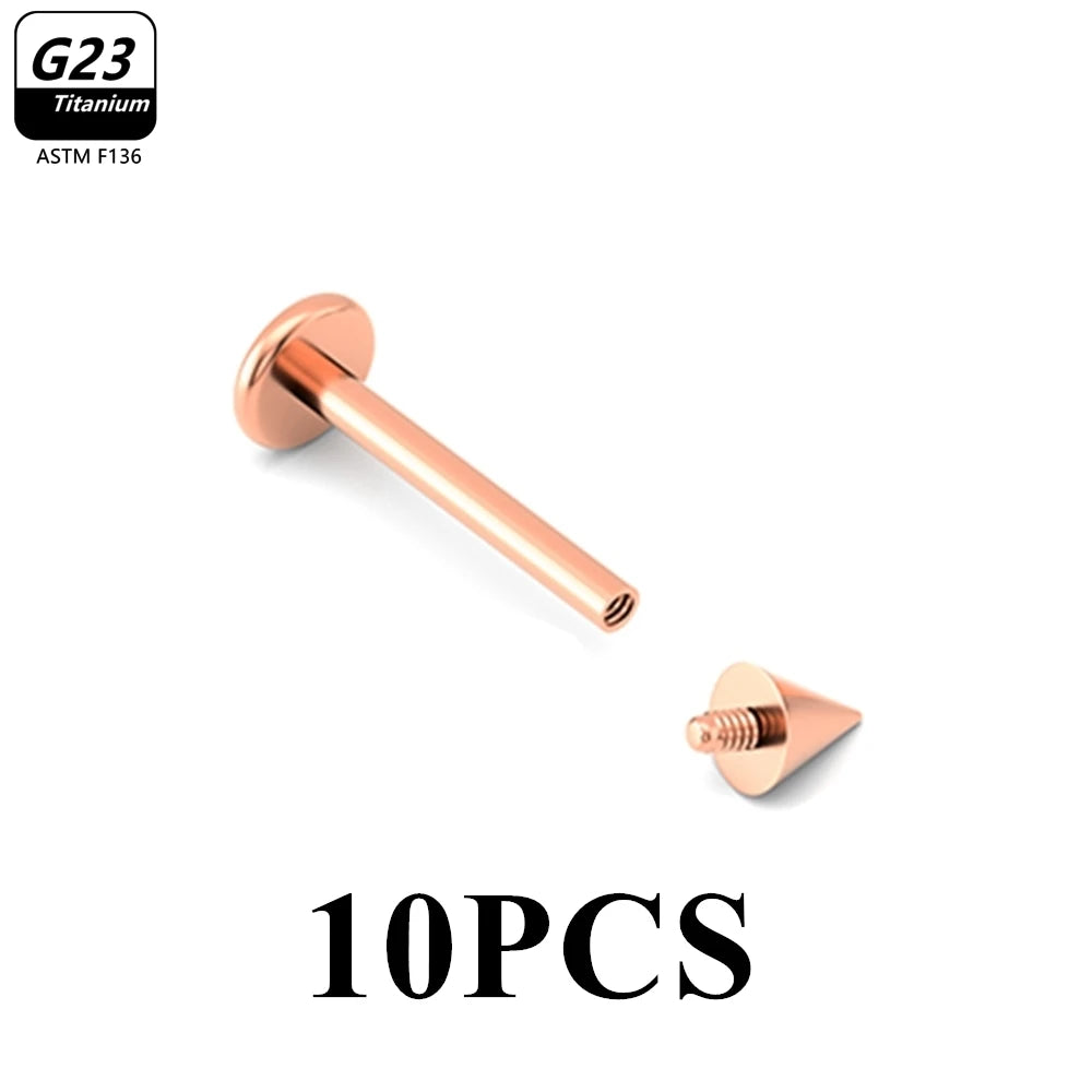 10pcs/Lot G23 Titanium Labret Lip Piercing Jewelry Not Allergic 16g 6/8/10/12mm Barbell Tongue Bar Tragus Snug Daith Earring