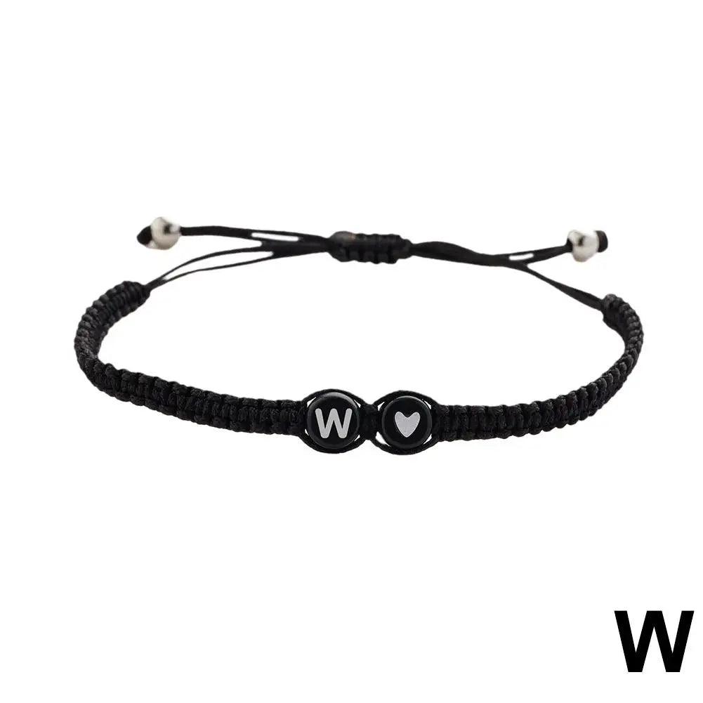 26 Letters Initial Heart Bracelets Handmade Adjustable A-Z Name Braided Bracelets For Women Men Friendship Jewelry Gifts