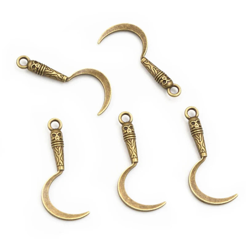 20pcs 30x11mm Death Sickle Charms Pendant Bronze Antique Gold Silver Color DIY Jewelry Accessories for Necklace Bracelet