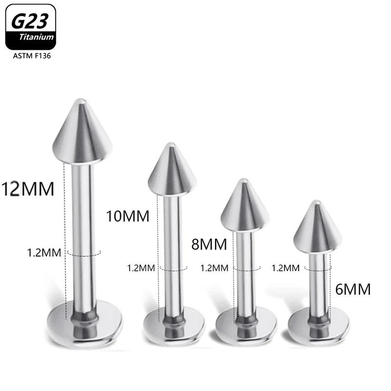 10pcs/Lot G23 Titanium Labret Lip Piercing Jewelry Not Allergic 16g 6/8/10/12mm Barbell Tongue Bar Tragus Snug Daith Earring
