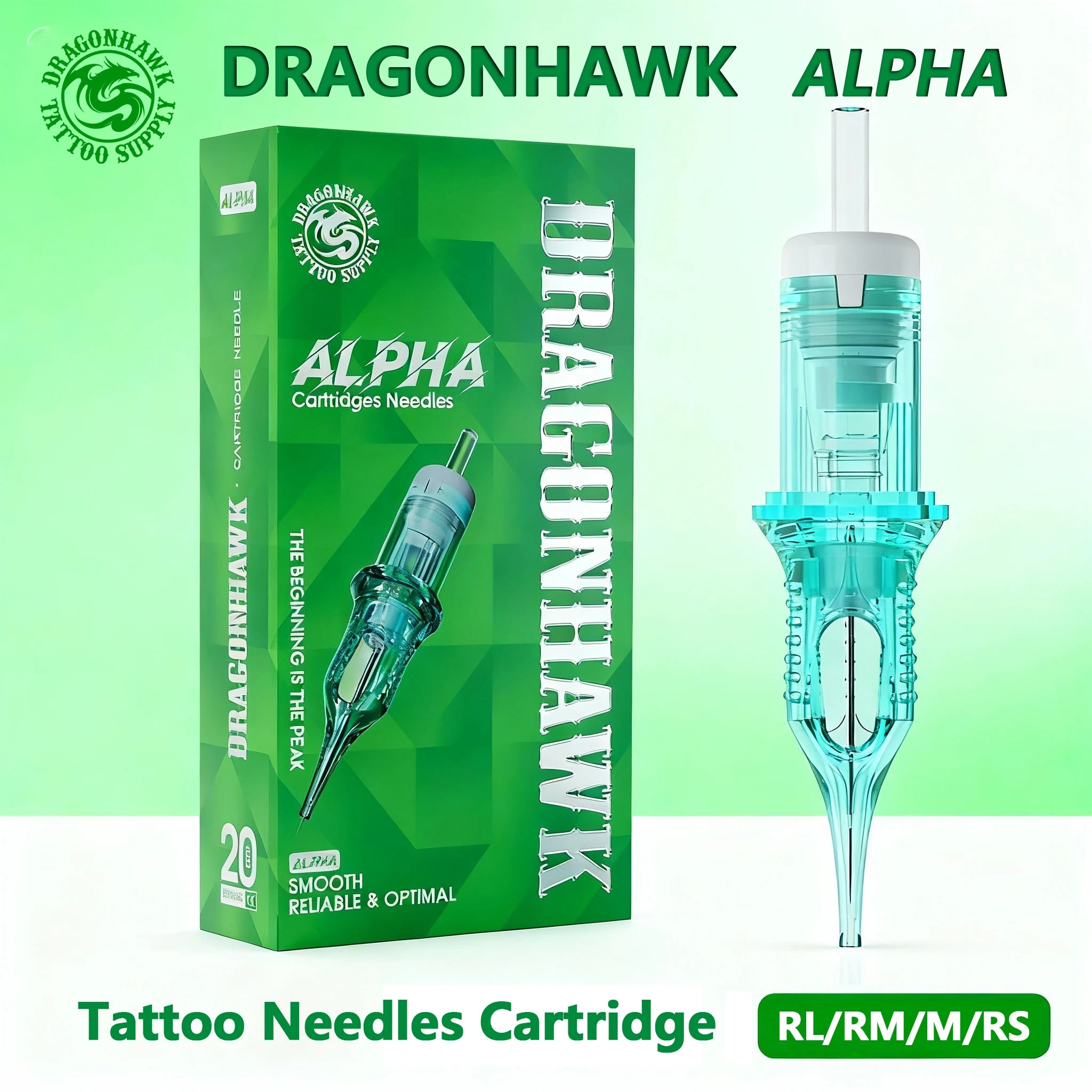 Dragonhawk ALPHA Tattoo Cartridges Needles Supplies RL RM M RS for Tattoo Machine Gun Permanent Makeup or Body Art Given Tattoo