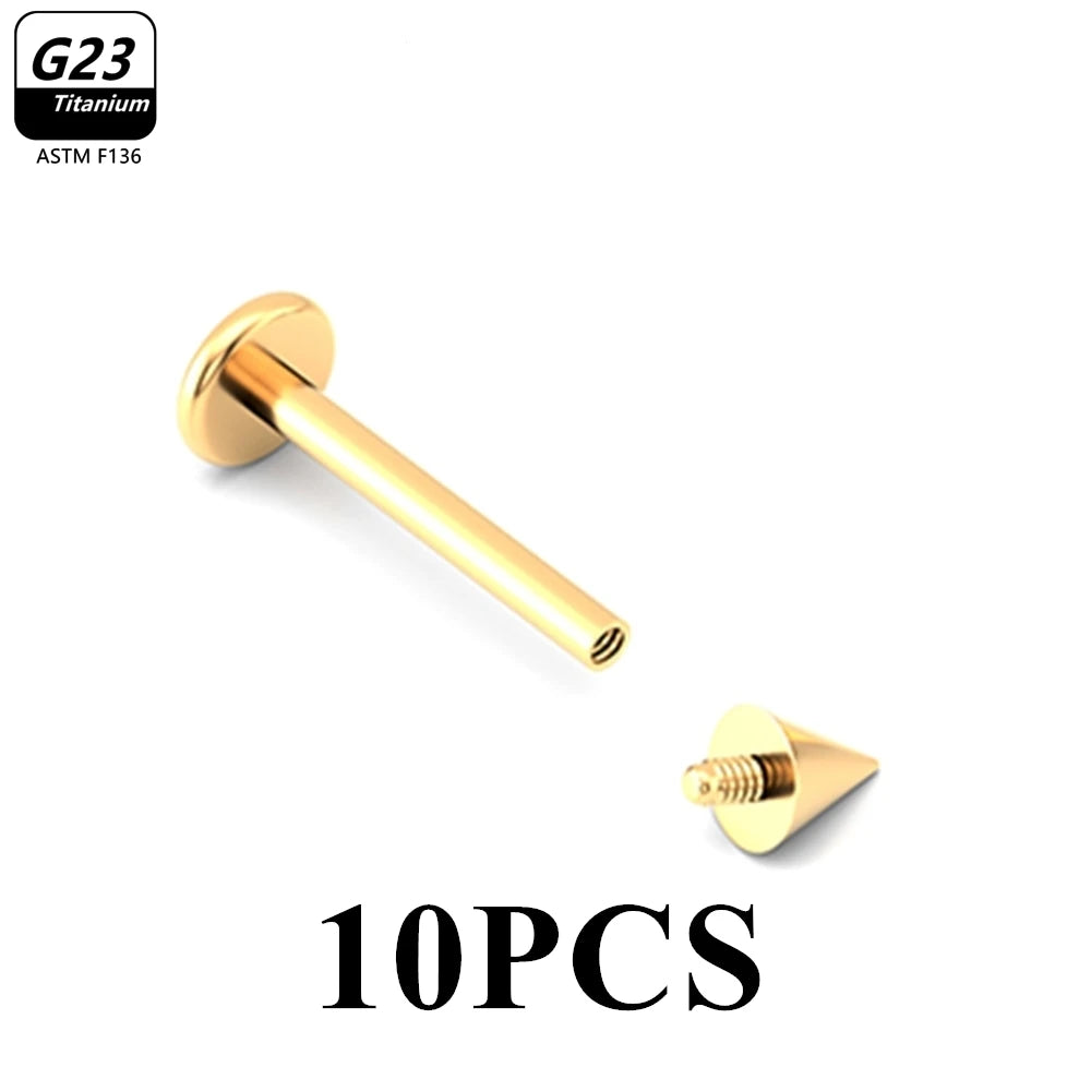 10pcs/Lot G23 Titanium Labret Lip Piercing Jewelry Not Allergic 16g 6/8/10/12mm Barbell Tongue Bar Tragus Snug Daith Earring
