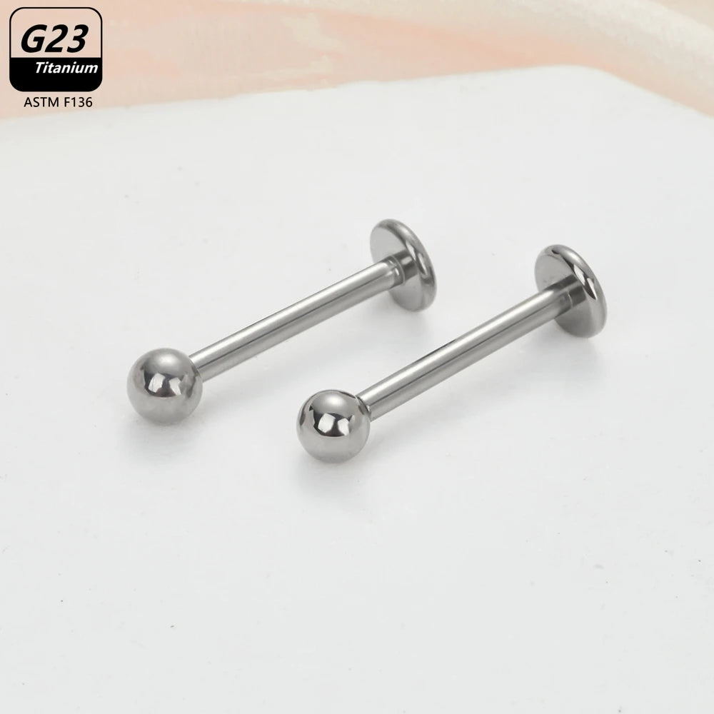 10pcs/Lot G23 Titanium Labret Lip Piercing Jewelry Not Allergic 16g 6/8/10/12mm Barbell Tongue Bar Tragus Snug Daith Earring
