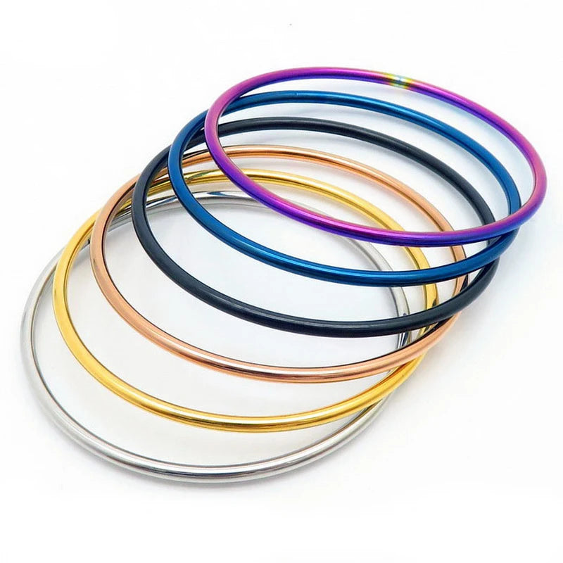 Simple Stainless Steel Bracelet For Women Men Gold Silver Color Geometry Wire Round Bangle Female Trendy Jewelry Wristband Gifts