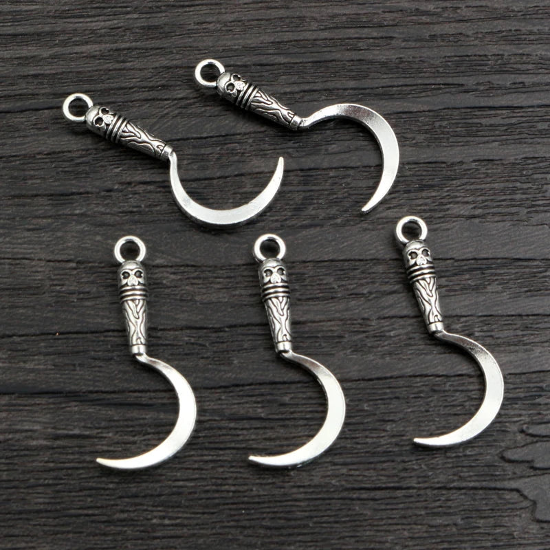 20pcs 30x11mm Death Sickle Charms Pendant Bronze Antique Gold Silver Color DIY Jewelry Accessories for Necklace Bracelet