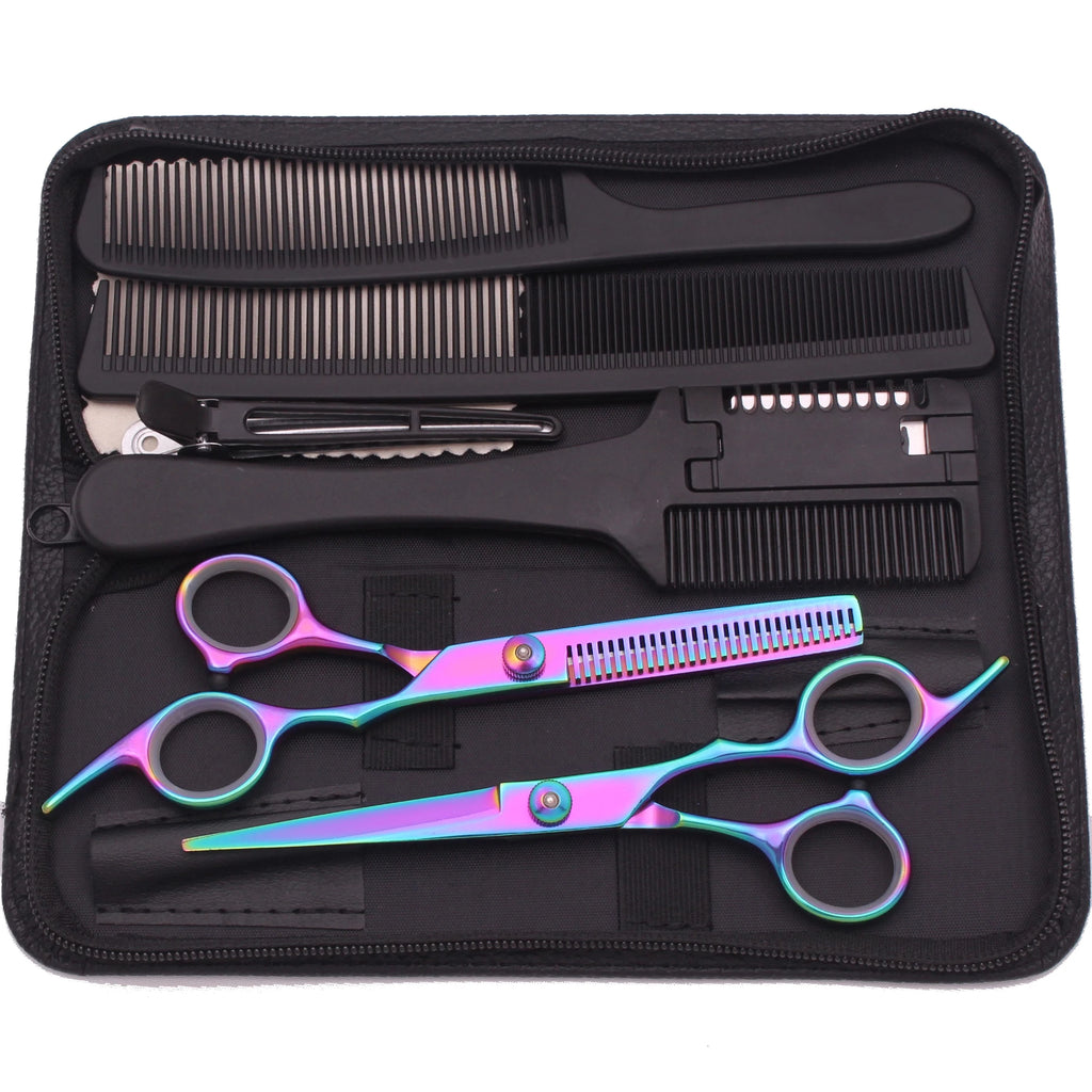 6.0'' Hair Scissors Professional Cutting Shears Thinning Hairdressing Haircut Comb Razors Sets Salon Barber & Home Dropshipping