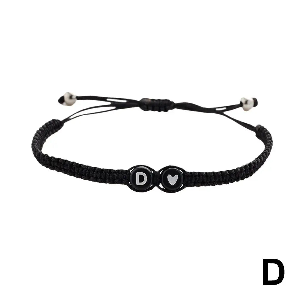 26 Letters Initial Heart Bracelets Handmade Adjustable A-Z Name Braided Bracelets For Women Men Friendship Jewelry Gifts