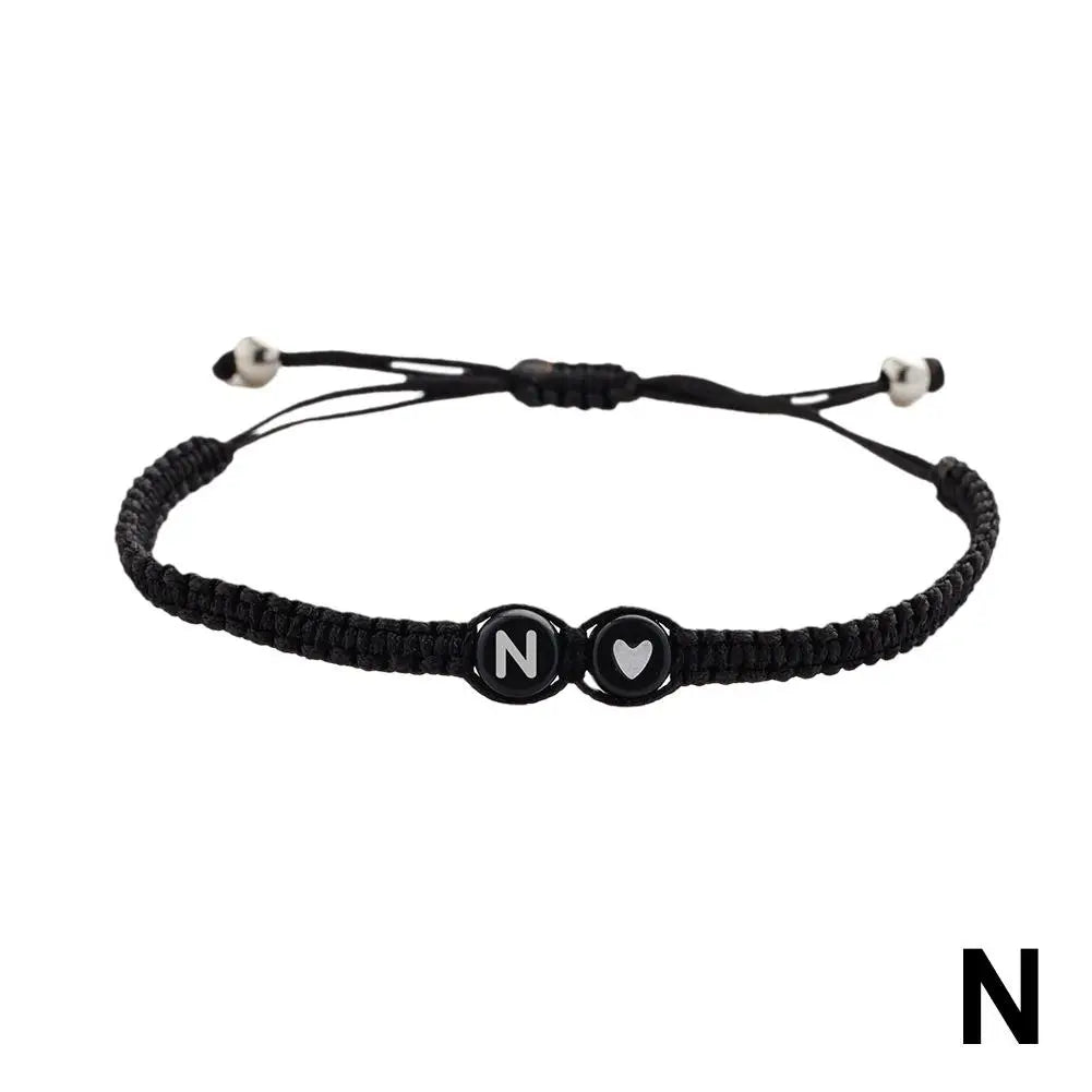 26 Letters Initial Heart Bracelets Handmade Adjustable A-Z Name Braided Bracelets For Women Men Friendship Jewelry Gifts