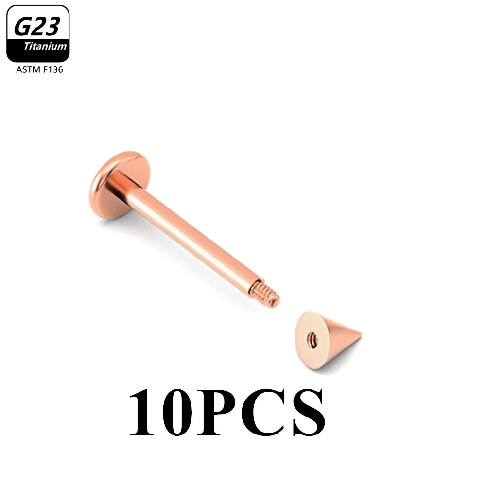 10pcs/Lot G23 Titanium Labret Lip Piercing Jewelry Not Allergic 16g 6/8/10/12mm Barbell Tongue Bar Tragus Snug Daith Earring