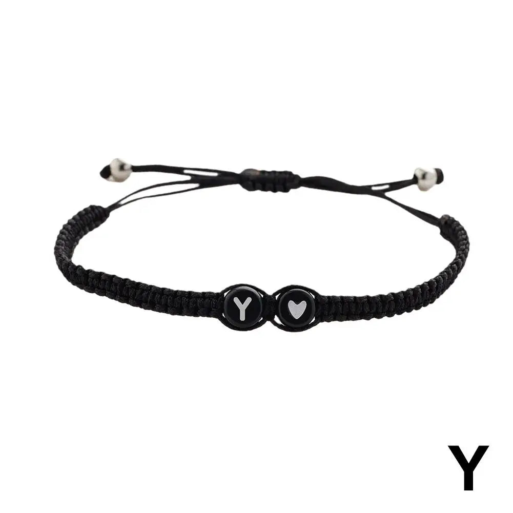 26 Letters Initial Heart Bracelets Handmade Adjustable A-Z Name Braided Bracelets For Women Men Friendship Jewelry Gifts