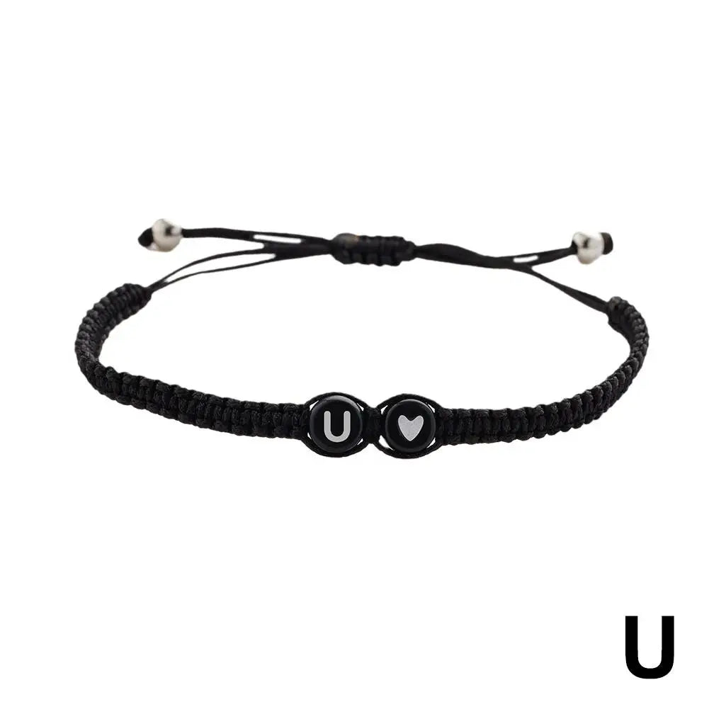 26 Letters Initial Heart Bracelets Handmade Adjustable A-Z Name Braided Bracelets For Women Men Friendship Jewelry Gifts