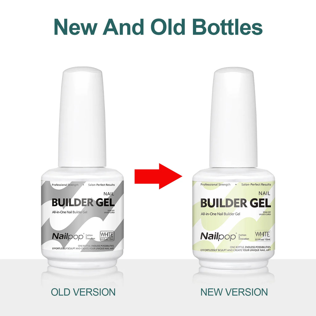 Nailpop 15ml Builder Gel Nail Polish for Nail Apex & Extension Strengthener Upgraded Soak Off UV Gel Rhinestone Glue 4 Colors