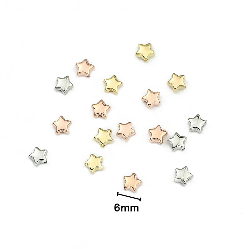 6mm 100~400pcs Star Shape CCB Beaded Gold Silver Plated Loose Beads For Jewelry Making DIY Necklace Bracelets Accessories