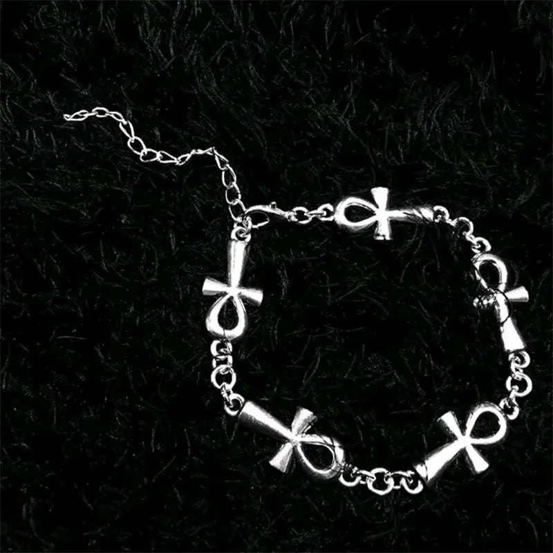 Ankh vampire Bracelet, Gothic, Cross Bracelet, vampire, religious jewelry, Victorian cross link bracelet,Wicca,Charm jewelr