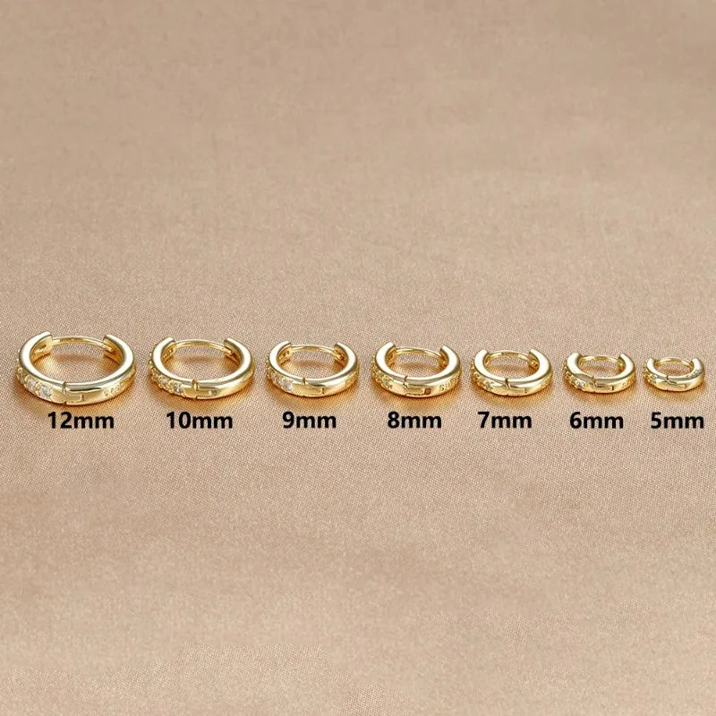 1Pair Stainless Steel Huggie Minimal Hoop Earrings Little Crystal Zirconia Thin Helix Tragus Cartilage Earrings Piercing Jewelry