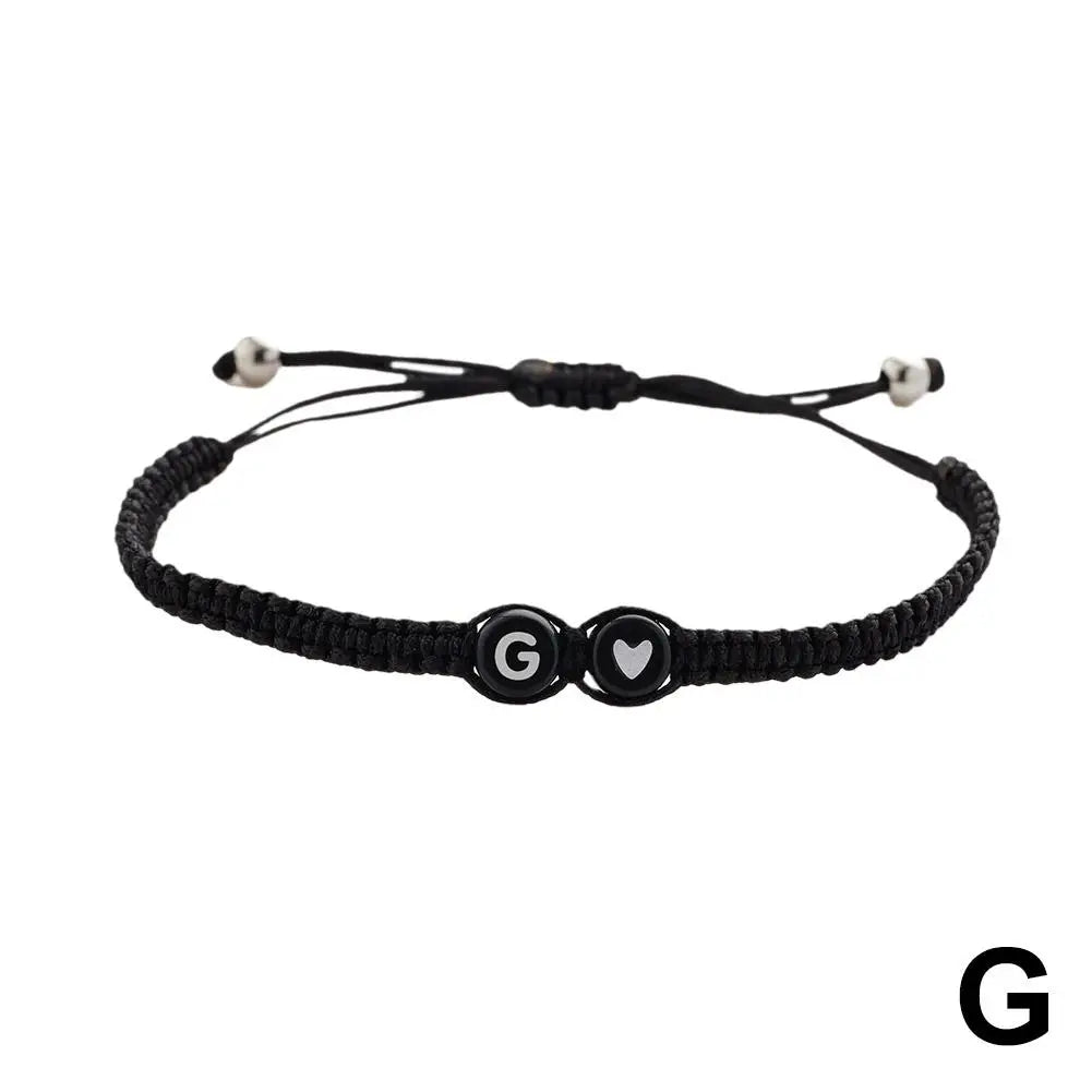 26 Letters Initial Heart Bracelets Handmade Adjustable A-Z Name Braided Bracelets For Women Men Friendship Jewelry Gifts