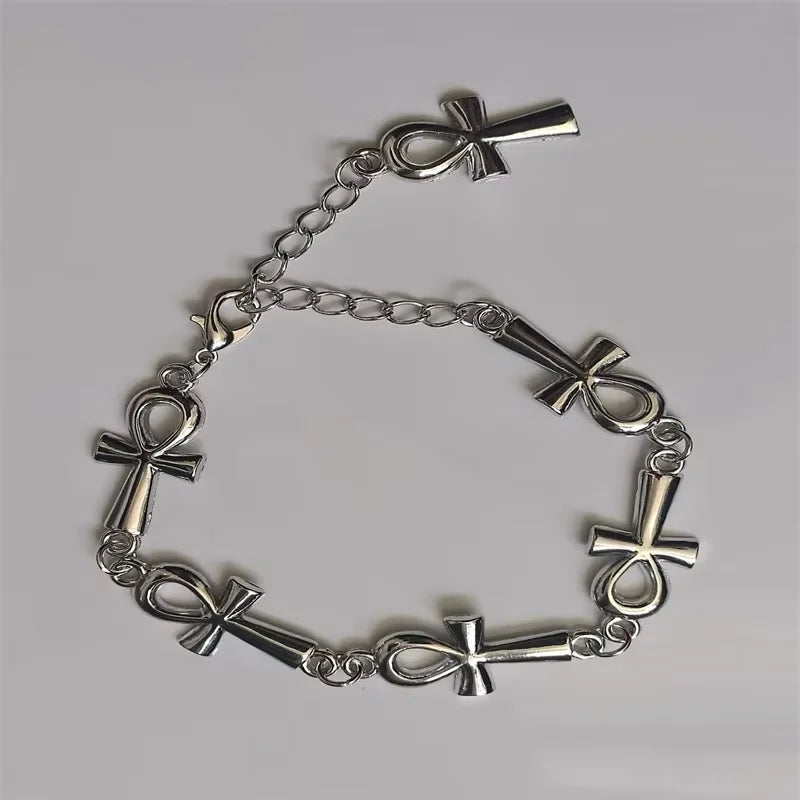 Ankh vampire Bracelet, Gothic, Cross Bracelet, vampire, religious jewelry, Victorian cross link bracelet,Wicca,Charm jewelr