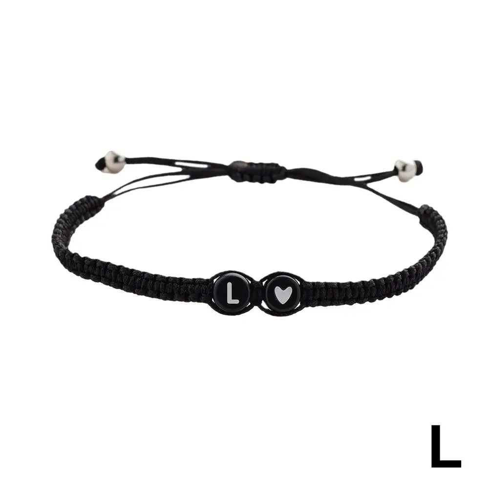 26 Letters Initial Heart Bracelets Handmade Adjustable A-Z Name Braided Bracelets For Women Men Friendship Jewelry Gifts