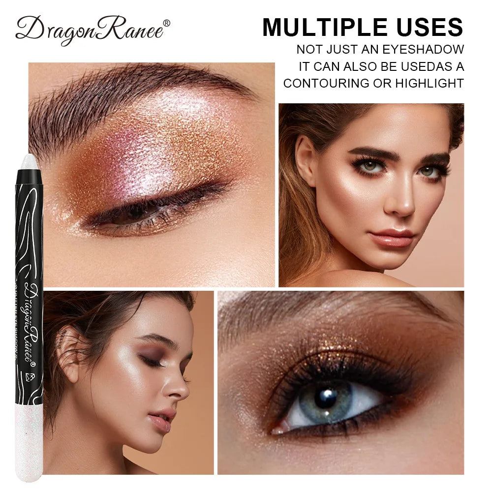 12 Colors Long-lasting Glitter Eyeshadow Pencil Pigment Blue Brown Black Eyeliner Pen Women Fashion Shimmer Eye Shadow Makeup