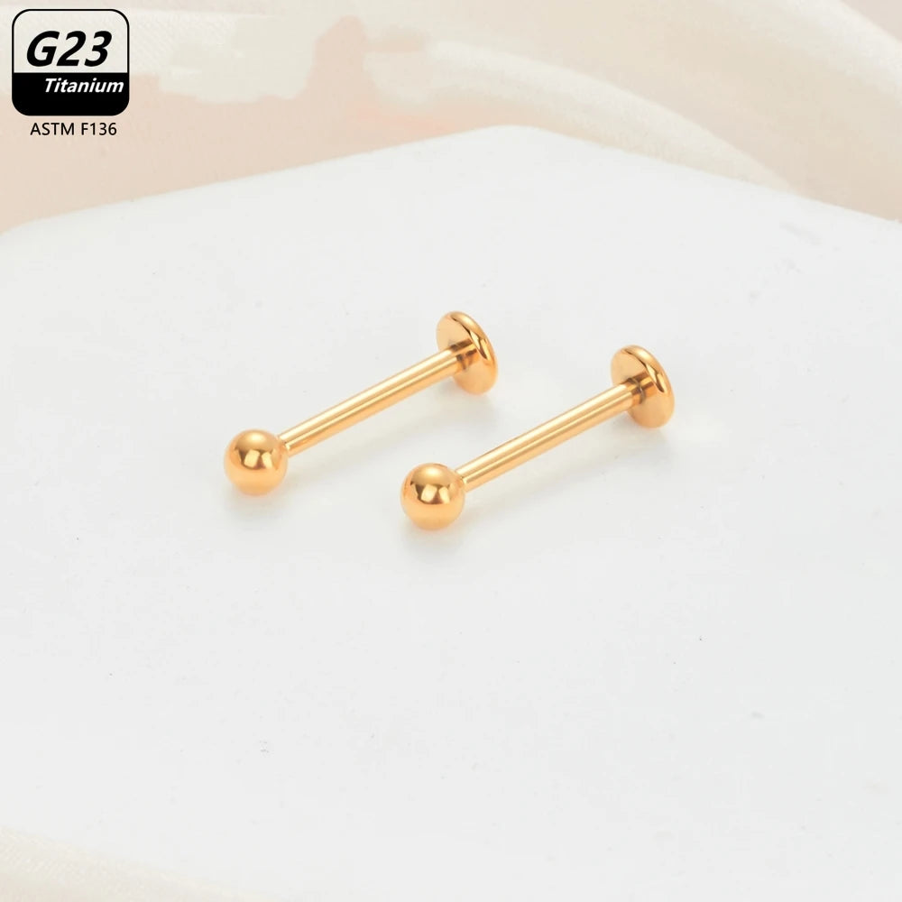10pcs/Lot G23 Titanium Labret Lip Piercing Jewelry Not Allergic 16g 6/8/10/12mm Barbell Tongue Bar Tragus Snug Daith Earring